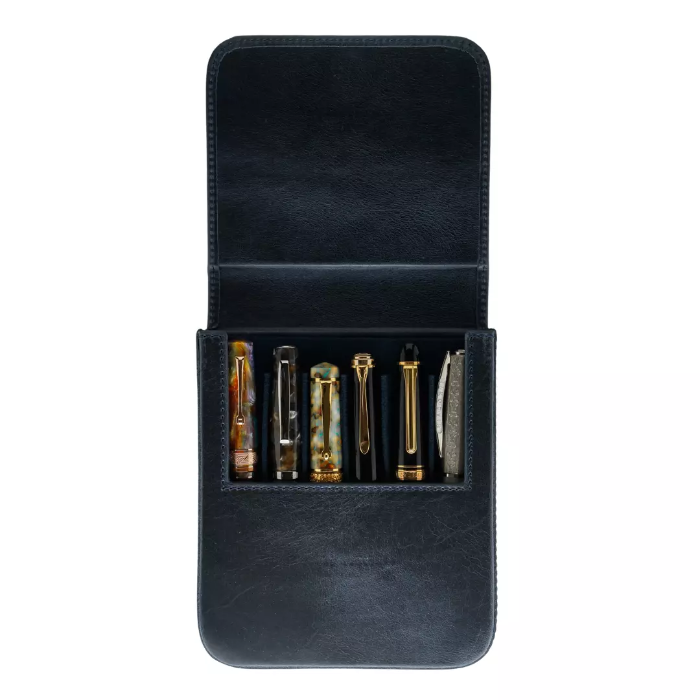 Galen Leather Magnum Opus皮革硬筆盒 藍色 六支裝 連可拆式筆盤