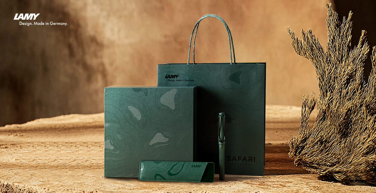 Lamy 凌美 Safari 狩獵系列 Matt Green 暗夜綠 鋼珠筆連皮套套裝 